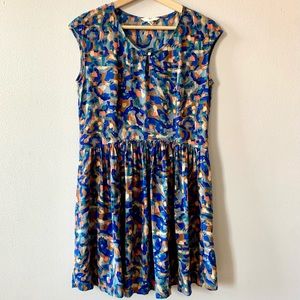Lands’ End Canvas 100% silk abstract print dress 6